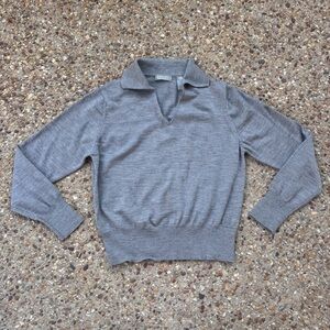 Kate Hill Extra Fine Italian Merino Wool Gray Collar Sweater Size L